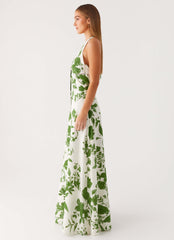 Ember Valley Cotton Maxi Dress - Verdant Bloom