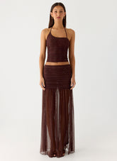 Sparkling Night Maxi Skirt - Chocolate