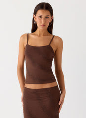 Sweet Sky Beaded Top - Chocolate