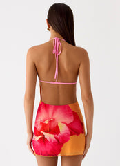 Yura Mini Dress - Orange Floral Spritz